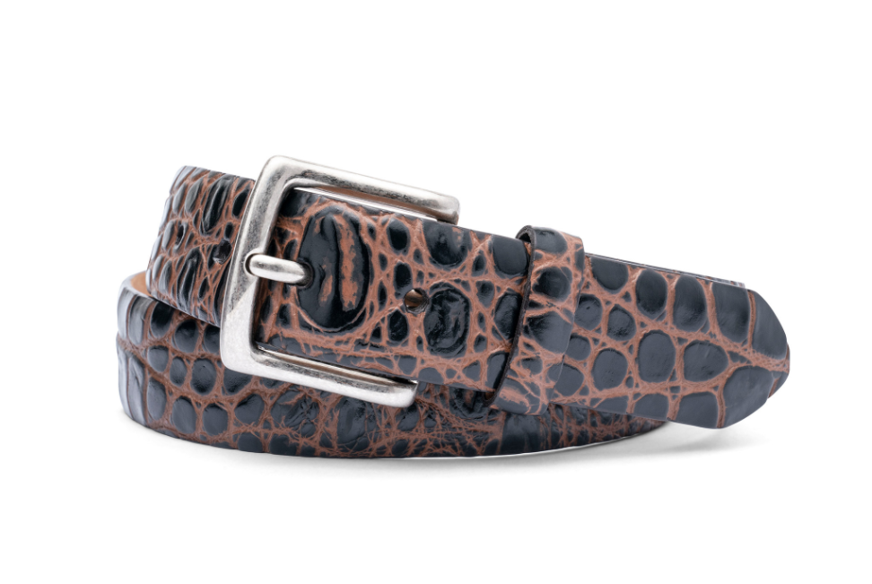 Two Tone Embossed Crocodile Belt - Black/Tan – Hampton's