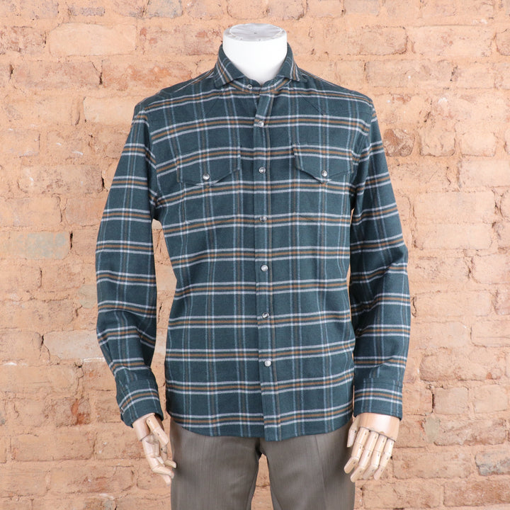 Jasper Camicia Flannel Shirt Jacket in Evergreen