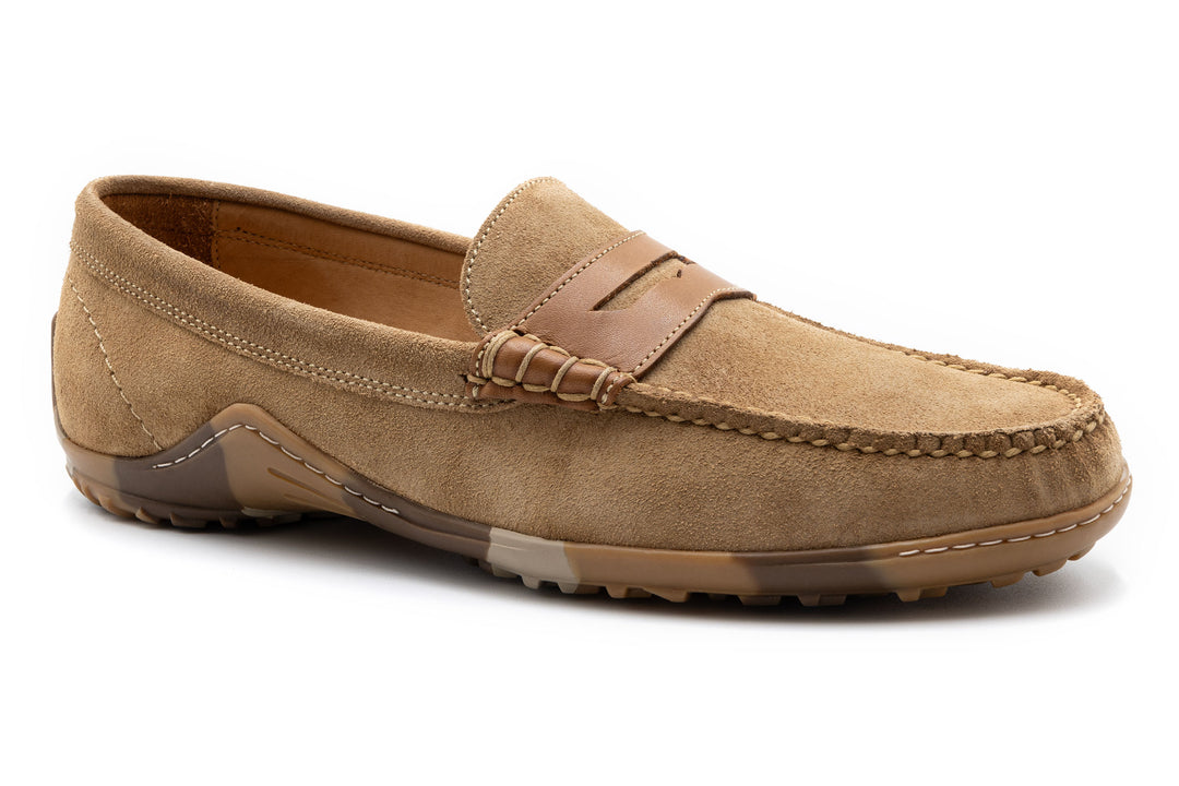 Bill Suede Penny Loafer in Khaki