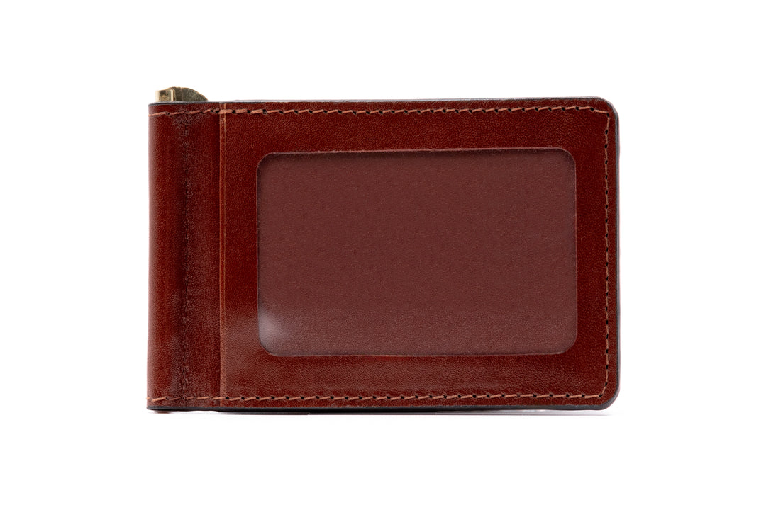 Edward Hand Glazed Saddle Leather Credit Card Money Clip