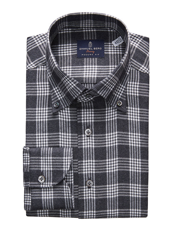 SF19216 Flannel Twill Premium Luxury Shirt in Charcoal